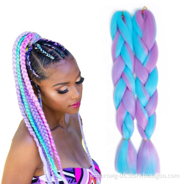 Hot Sale Mixed Color Jumbo Braiding Hair Long synthetic 24 Inch Braid Synthetic Pre-stretched Hair Exstension Braiding Hair